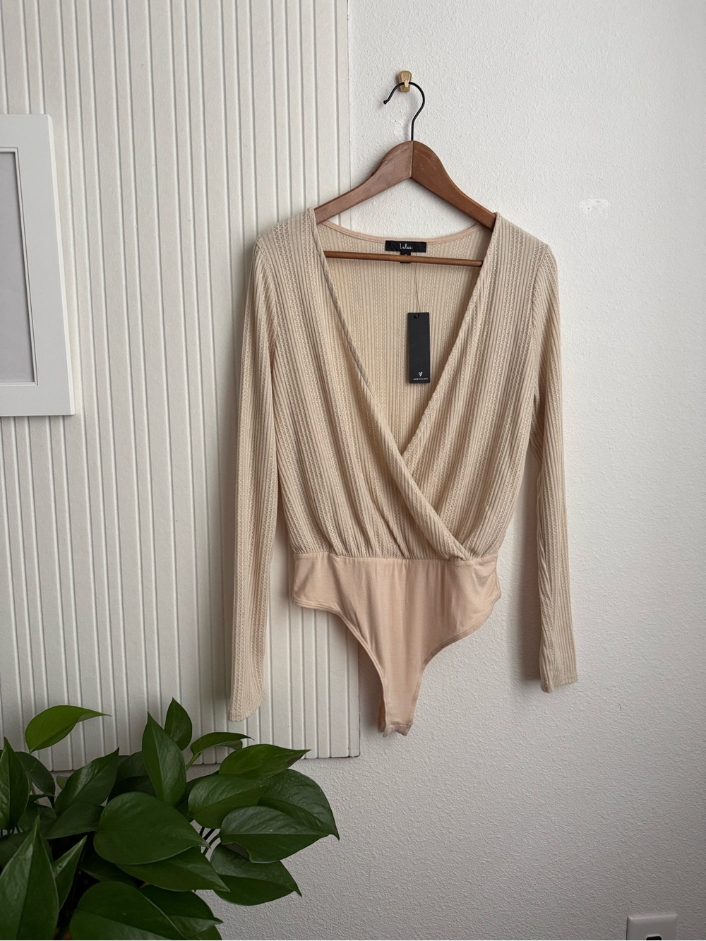 Lulus Adorable Look Beige Pointelle Long Sleeve Bodysuit